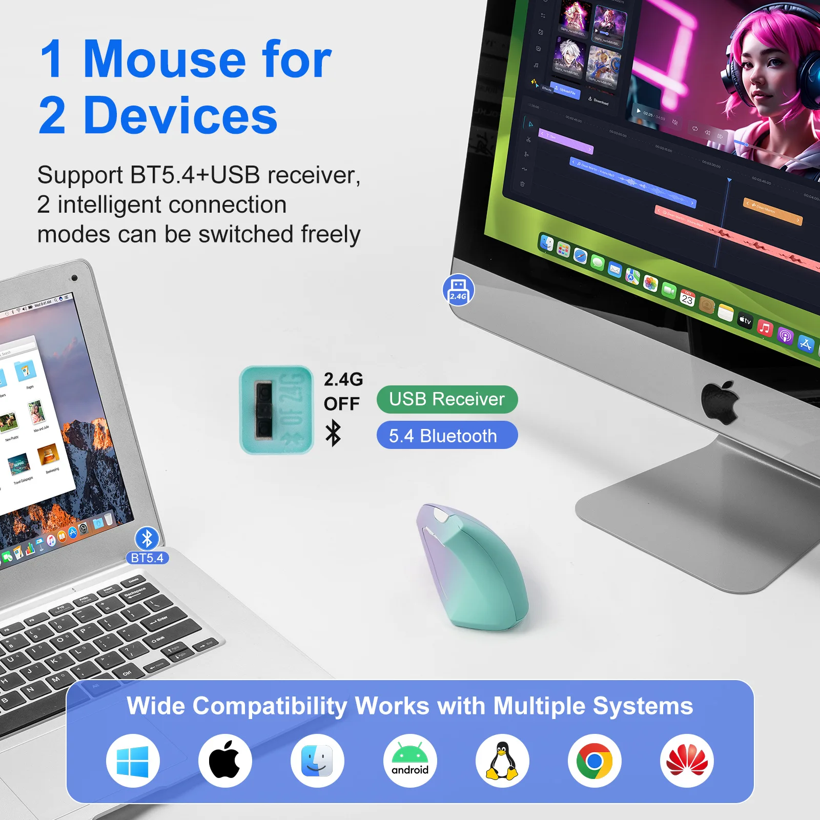 무선 2.4G 블루투스 듀얼 모드 마우스, 인체공학적  - Ergonomic Mouse Vertical 리뷰 및 가격