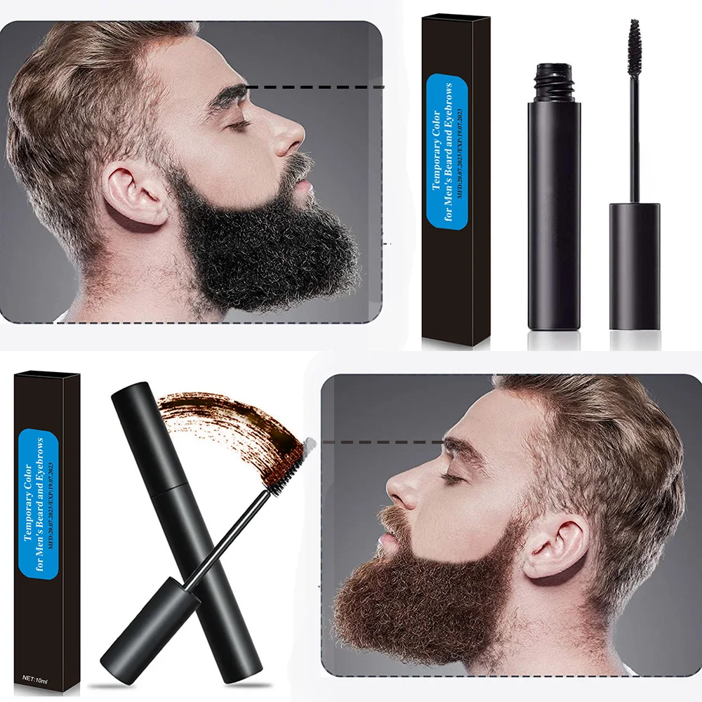 10ml Waterproof Long-lastting Eyebrow Cream For Men Eyebrow Brush Beard Color Dye Beard Filler Bushy Eyebrows Styling Tools