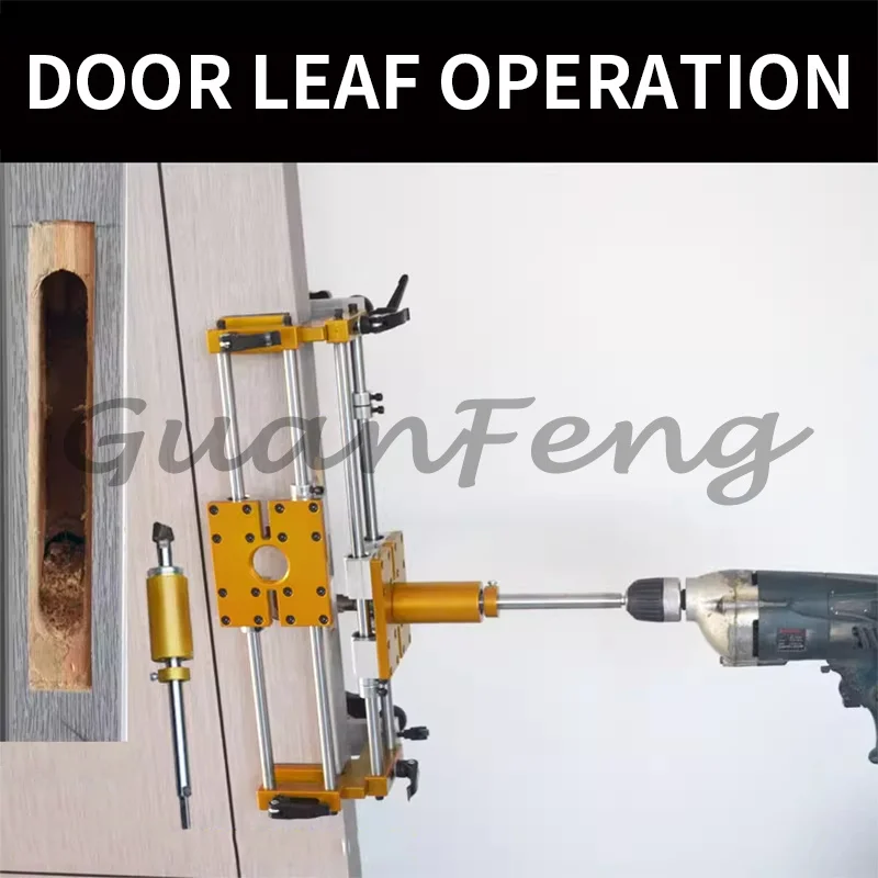 Solid‑Wood Door Frame Slotting Locator Jig, Carpentry Door Lock Mortising Punching Tool Set for Front Lock Installation