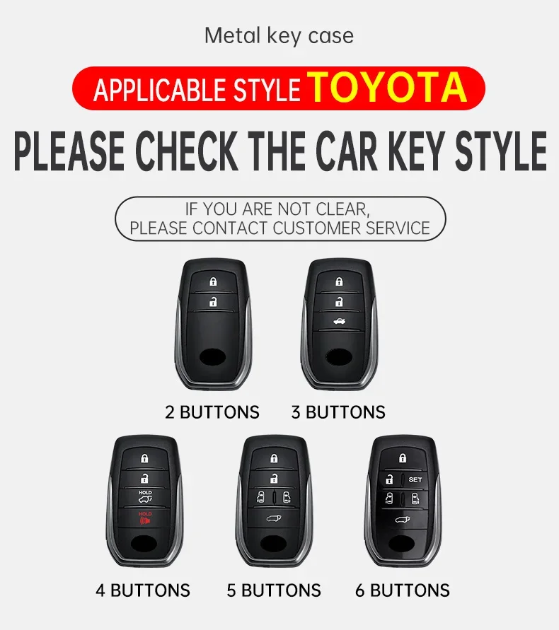 Retro Zinc Alloy For Toyota Sienna CHR Hilux RAV4 Alphard Highland 5 6 Button Smart Remote Car Key Case Cover Fob Accessories