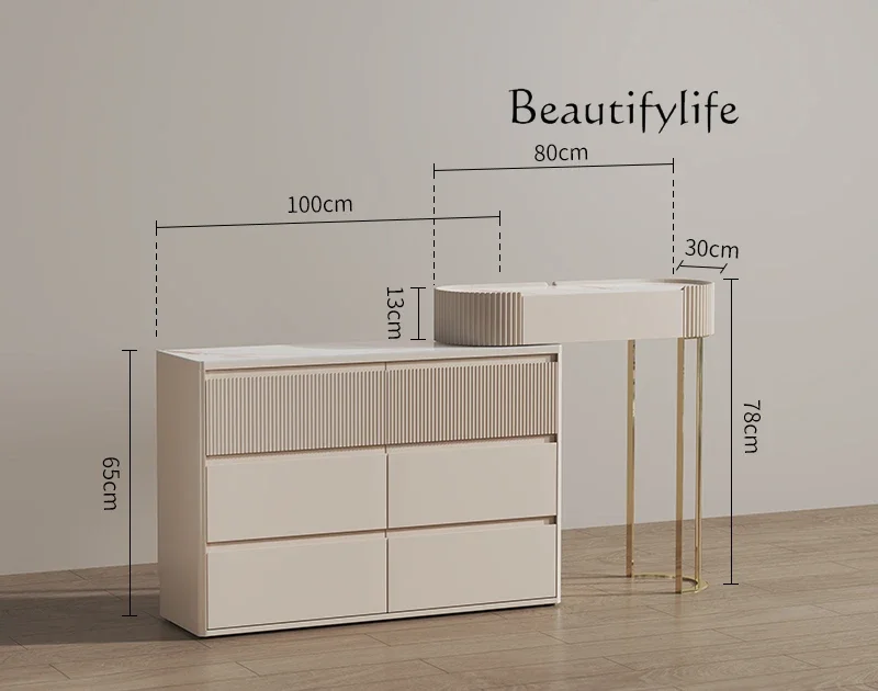 

Bedroom modern simple locker cream bucket cabinet integrated makeup table