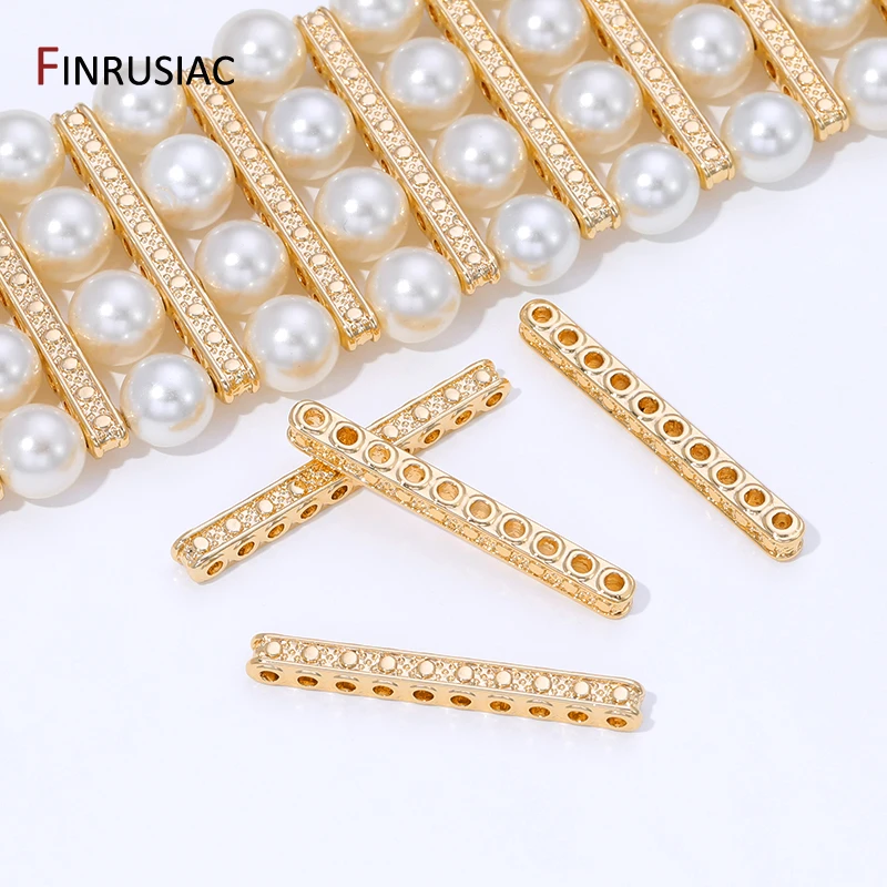 14K Gold Plated Brass Zircon Beads Separators,Multiple Rows Separator Spacer Bars For DIY Bracelet Jewelry Making Accessories view 6