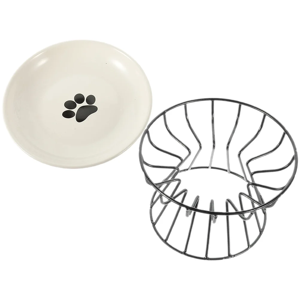 

Elevated Cat Bowl Pet Feeding Bowl Neck Protection Rack Ceramic Pet Food Holder Convenient Daily Use Cat Dog Feeder