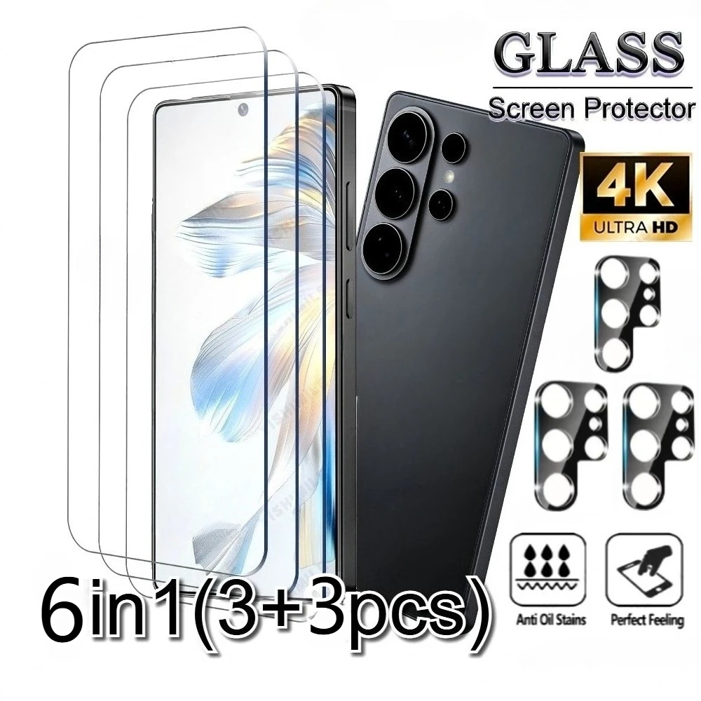 

6-in-1 Ultra Clear Screen Protector for Samsung S26 S25 S24 Ultra S23 S22 S21 Plus S25 S24 S23 FE With HD Camera Lens Protector