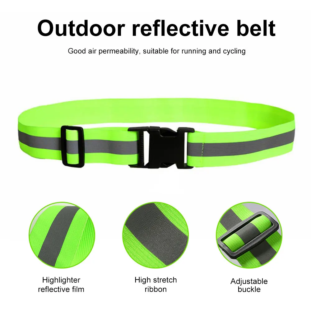 Reflective Belt for Night Running Cycling High Visibility Night Safety Gear Adjustable Elastic Waistband Warning Reflective Band