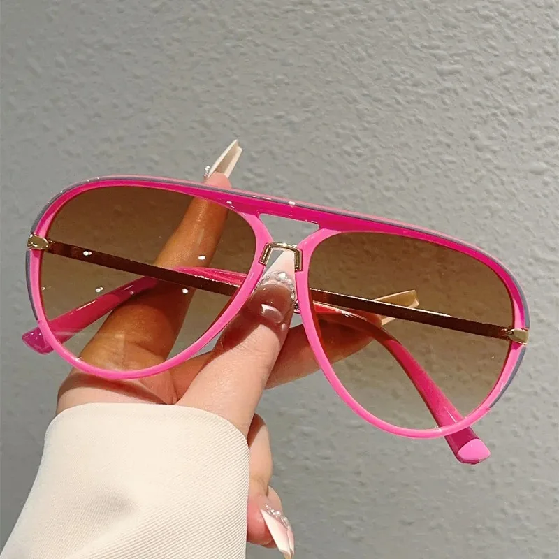 

Популярные солнцезащитные очки-пилоты в большой оправе для женщин и мужчин, винтажные солнцезащитные очки в стиле панк, люксовый бренд, дизайнерские металлические уличные очки y2k