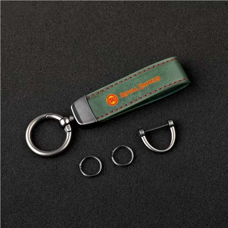 1PCS Motorcycle Metal PU Leather Motorcycle Keychain Ring Accessories For Royal Enfield Bullet Meteor Classic500 Interceptor 650