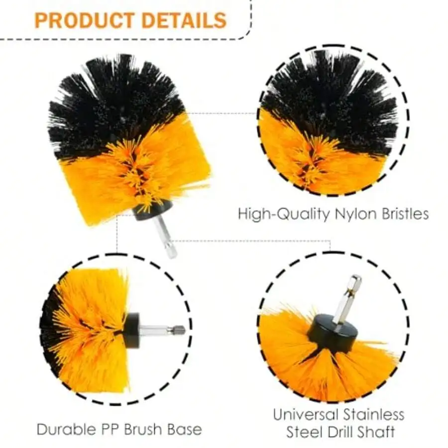 

18Pcs Drill Brush Set With Nylon Bristles Sponge Pads For Bathroom Tile Grout Car Wheel Cleaning