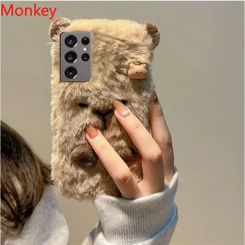 Ins Korean Cute 3D Capybara Soft Case For Xiaomi Redmi Note 14 13 Pro Plus 14S A5 A4 A3 14C 13C Mi 14T Poco X7 M7 Furry Fur Case