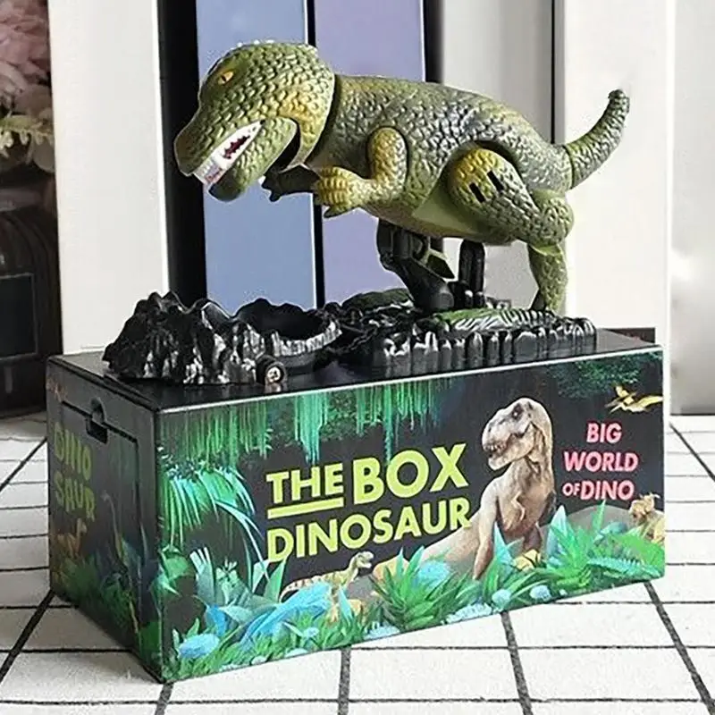 Banque électronique Statue de dinosaure, caisse d'argent, banque d'argent musicale pour garçons et filles âgés de 3 ans, économiseur de pièces de monnaie électronique pour la décoration de la maison et du dortoir