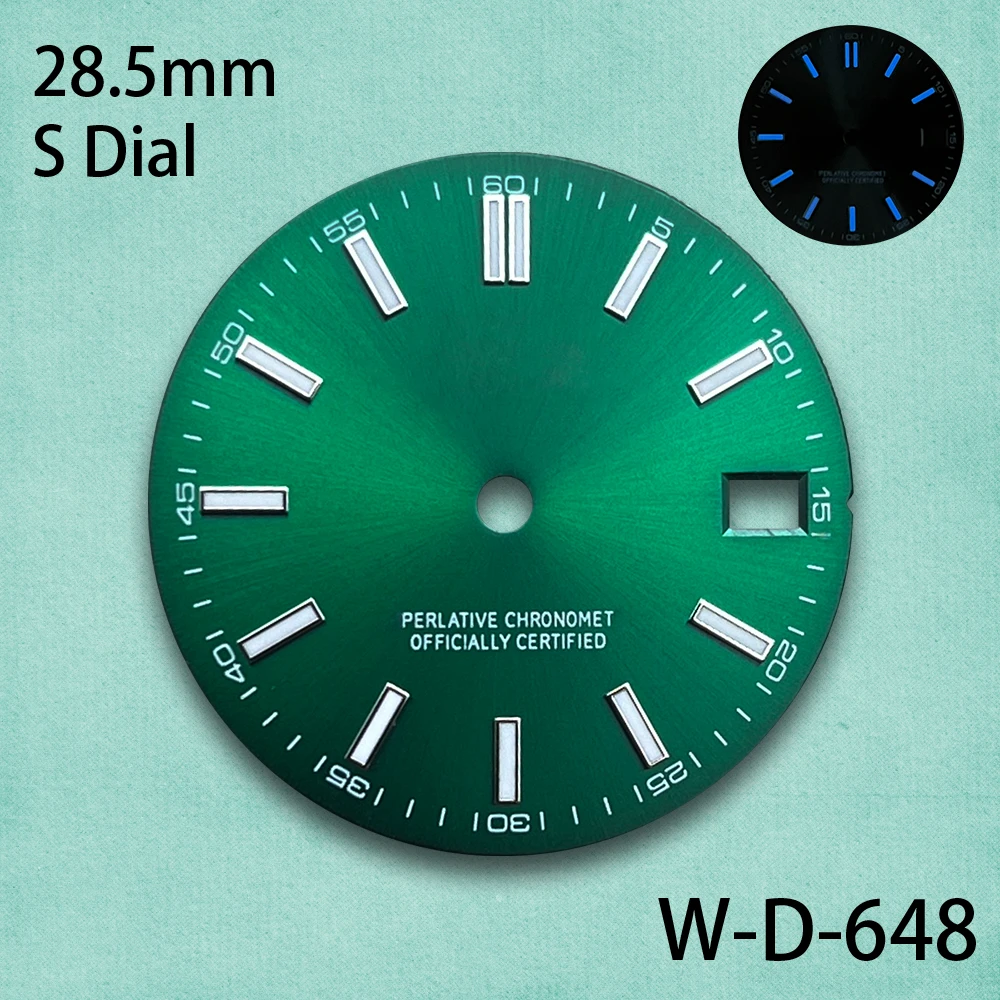 28.5 مللي متر S شعار أمة الله الهاتفي صالح NH35/NH36/4R الحركة اليابانية الأزرق مضيئة عالية الجودة ساعة مزدوجة تعديل الملحقات #4