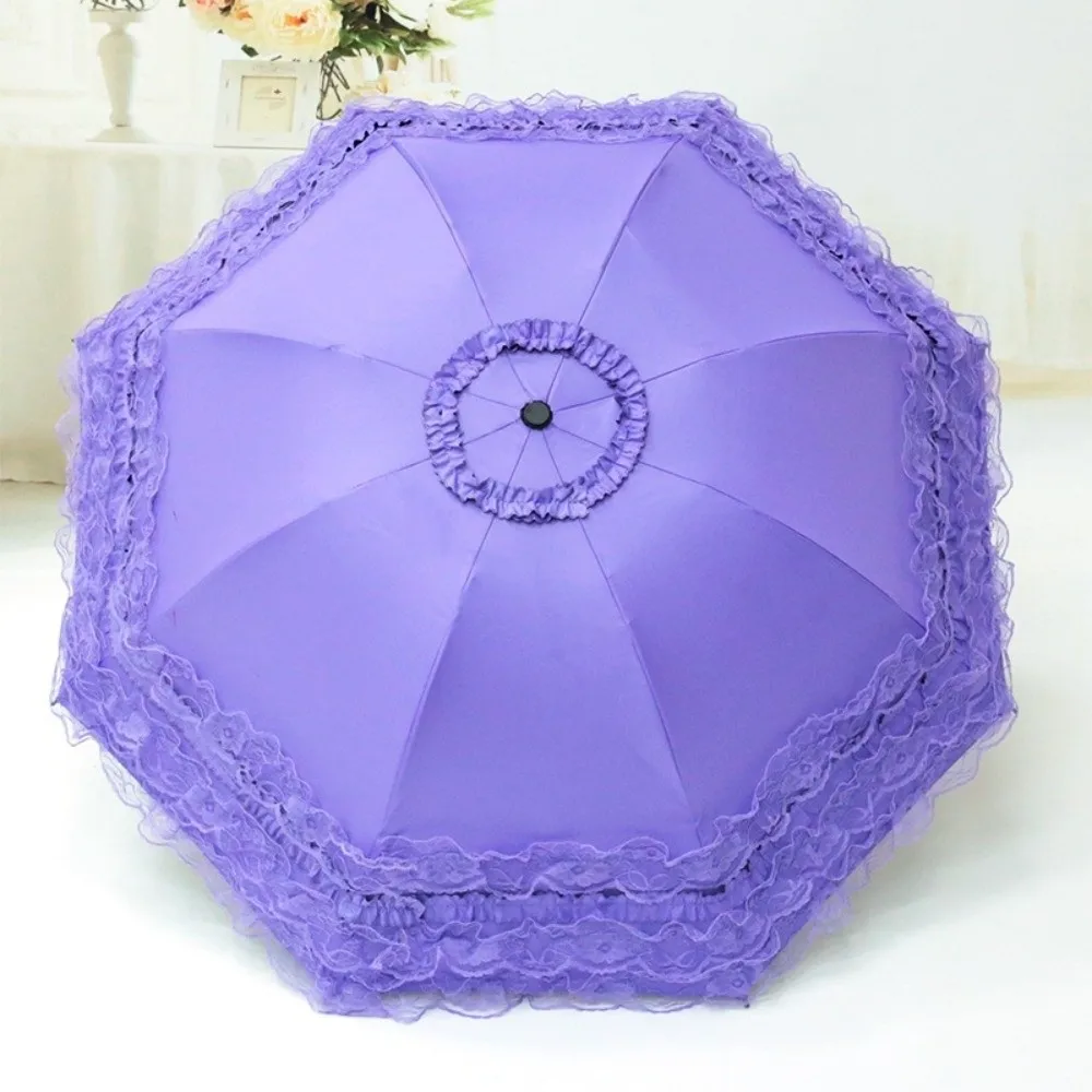 Vintage Lolita Folding Umbrella Thickened Photo Props Lace Sun Umbrella Anti-UV Protection Portable Princess Female Parasol