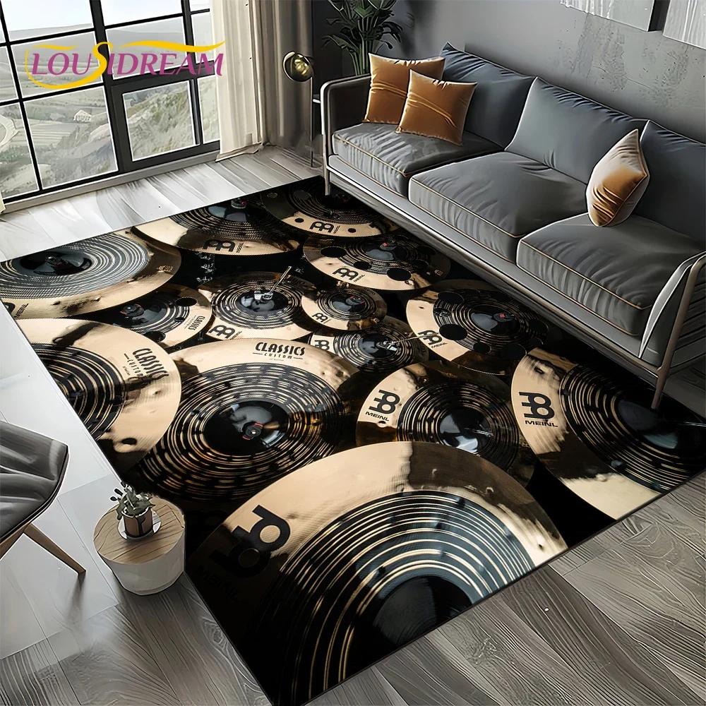 

3D Cymbal DW Drum Kit Drum Set Music Instruments Carpet Rug for Living Room Bedroom Home Sofa Decoration,Kids Non-slip Floor Mat