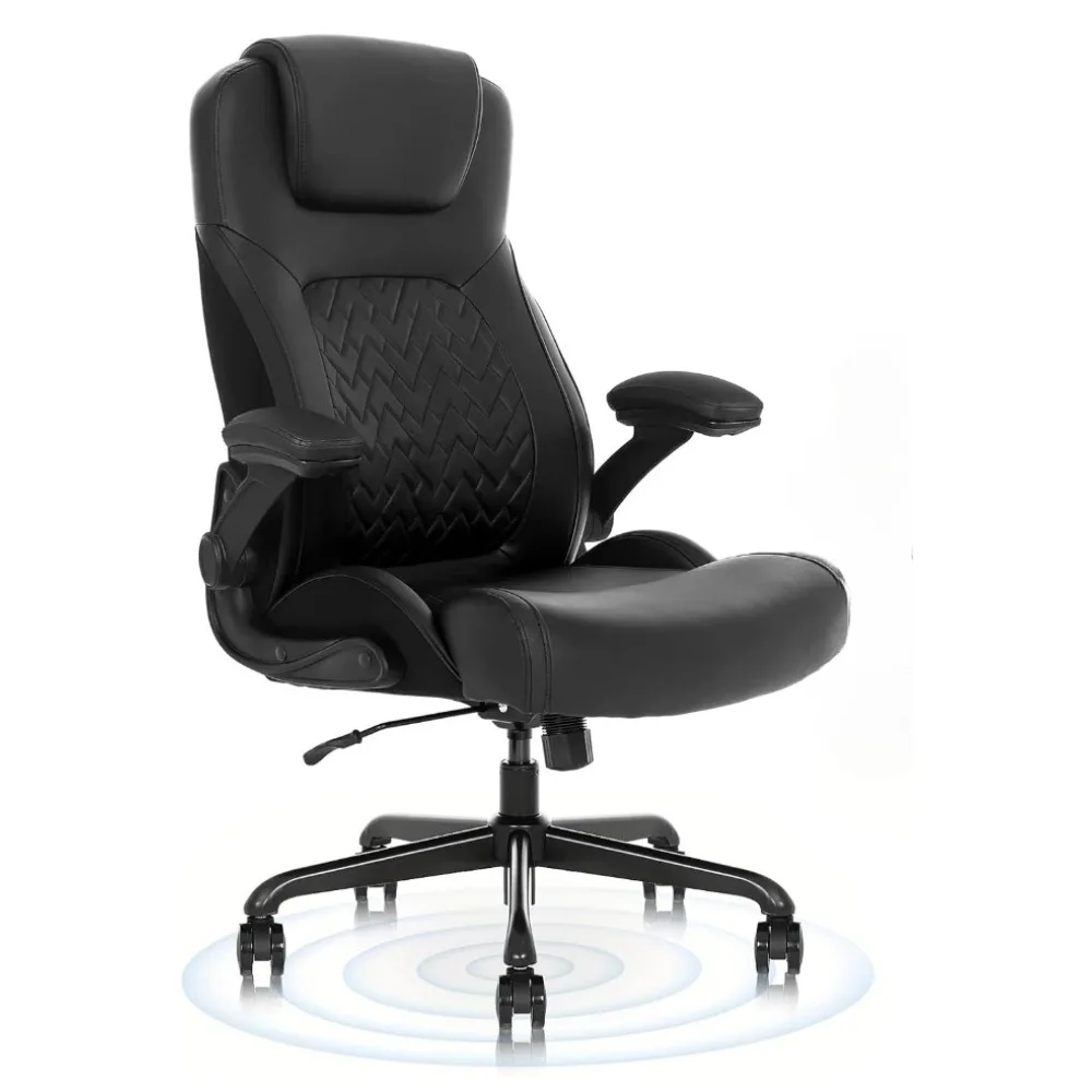 Office Chair Big and Tall for Heavy People, PU Leather Computer Desk with Comfortable Wide High Back PC Work