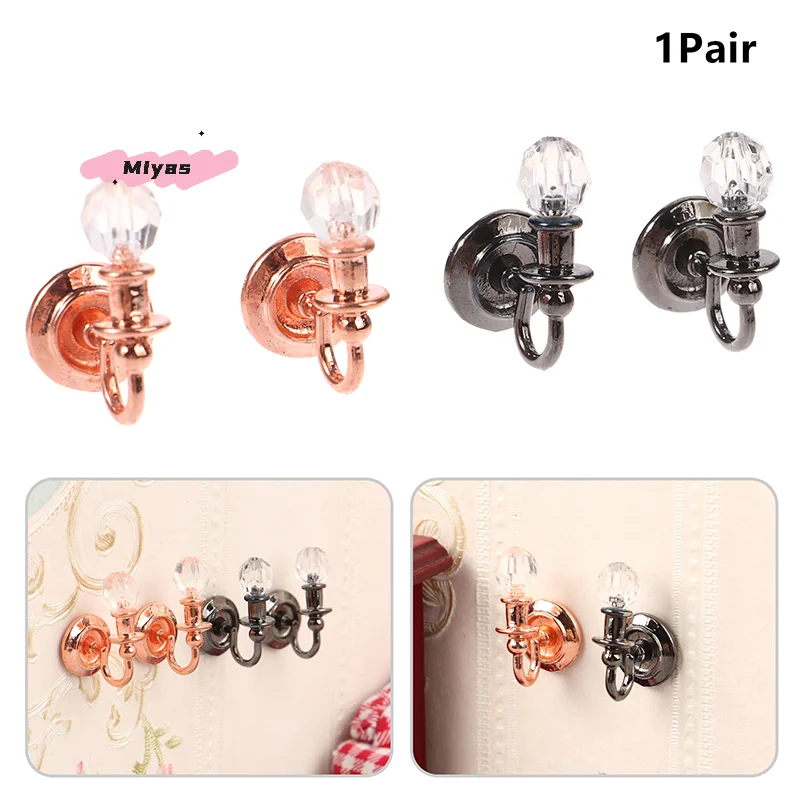 Lámpara de pared en miniatura, muebles para casa de muñecas, modelo a escala 1:12, decoración del hogar, accesorios para casa de muñecas, 1 par
