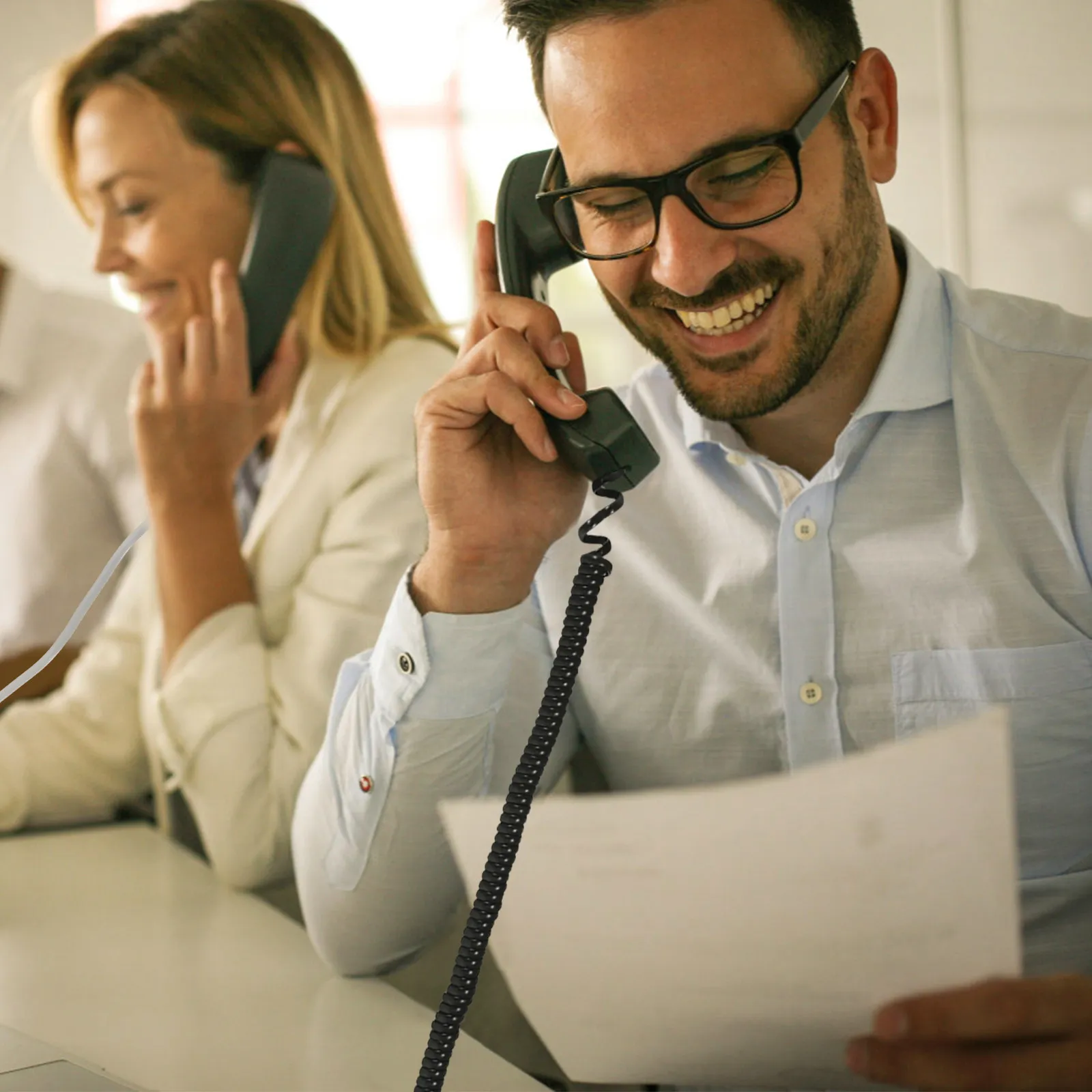 2pcs Telephone Cables Coiled Phone Telephone Cord Cords for Landline PVC Accessories Stable Signal Transmission