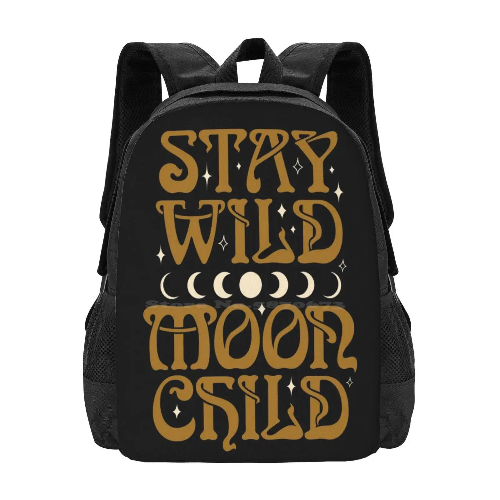 Stay Wild Moon Crianças Mochila Escolar, Design De Padrão De Moda, Bolsa De Viagem, Mágica, Em Magia Negra