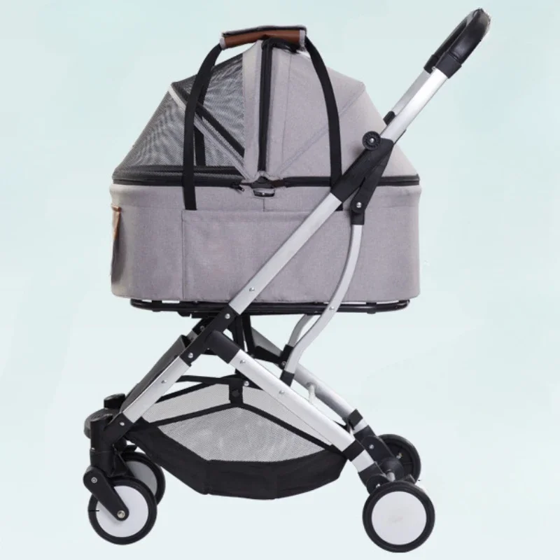 Portable Pet Cart Pet Outdoor Four-wheel Stroller Oldable Dog Car Detachable Kitty Bag Dogs Buggy Multifunctional Pet Trolley