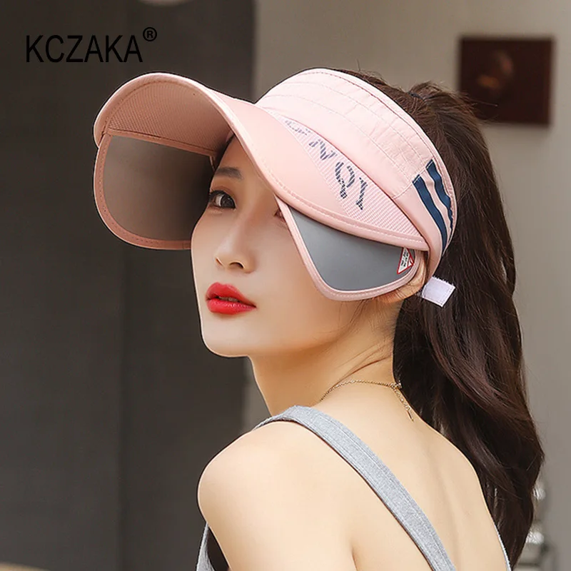 Summer Women's Empty Top Sun Hat Outdoor Shade Sun Protection Beach Hats for Ladies Hollow Breathable Wide Brim Visor Hat