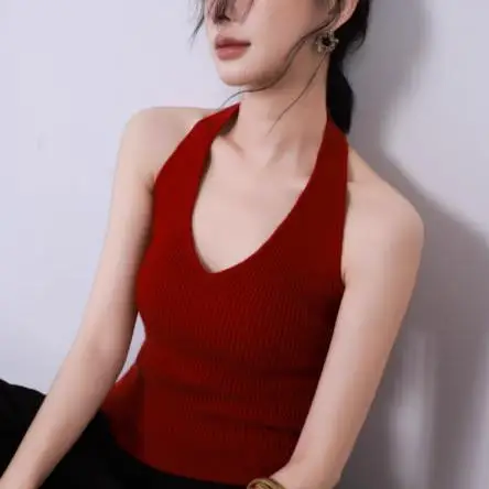 

Осень-зима Camere жилет на бретелях женский Ne висящий топ без рукавов для похудения вязаный жилет верхняя одежда повседневная одежда с v-образным вырезом