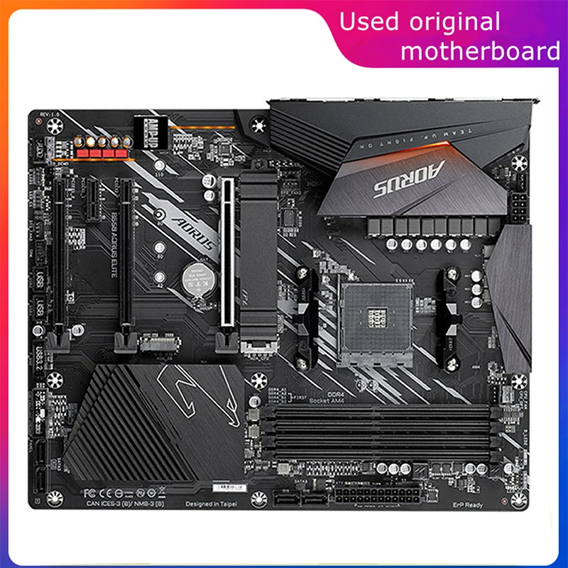 Used AM4 For AMD B550 B550 AORUS ELITE Computer Motherboard PCI-E4.0 USB3.0 SATA3 AM4 DDR4 128G Desktop Mainboard