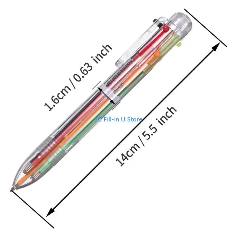 G8TA màu bút bi màu 6 màu trong một cái bút 0,5mm có thể nạp lại với kẹp bỏ túi