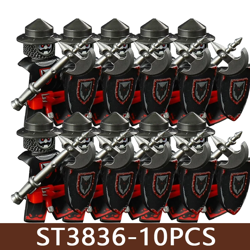 Mittelalterliche Militär-Soldatenfiguren Armee-Bausteine Burg-Ritter Kreuzfahrer Kommandant Krieger Rüstung Zubehör Bausteine Spielzeug