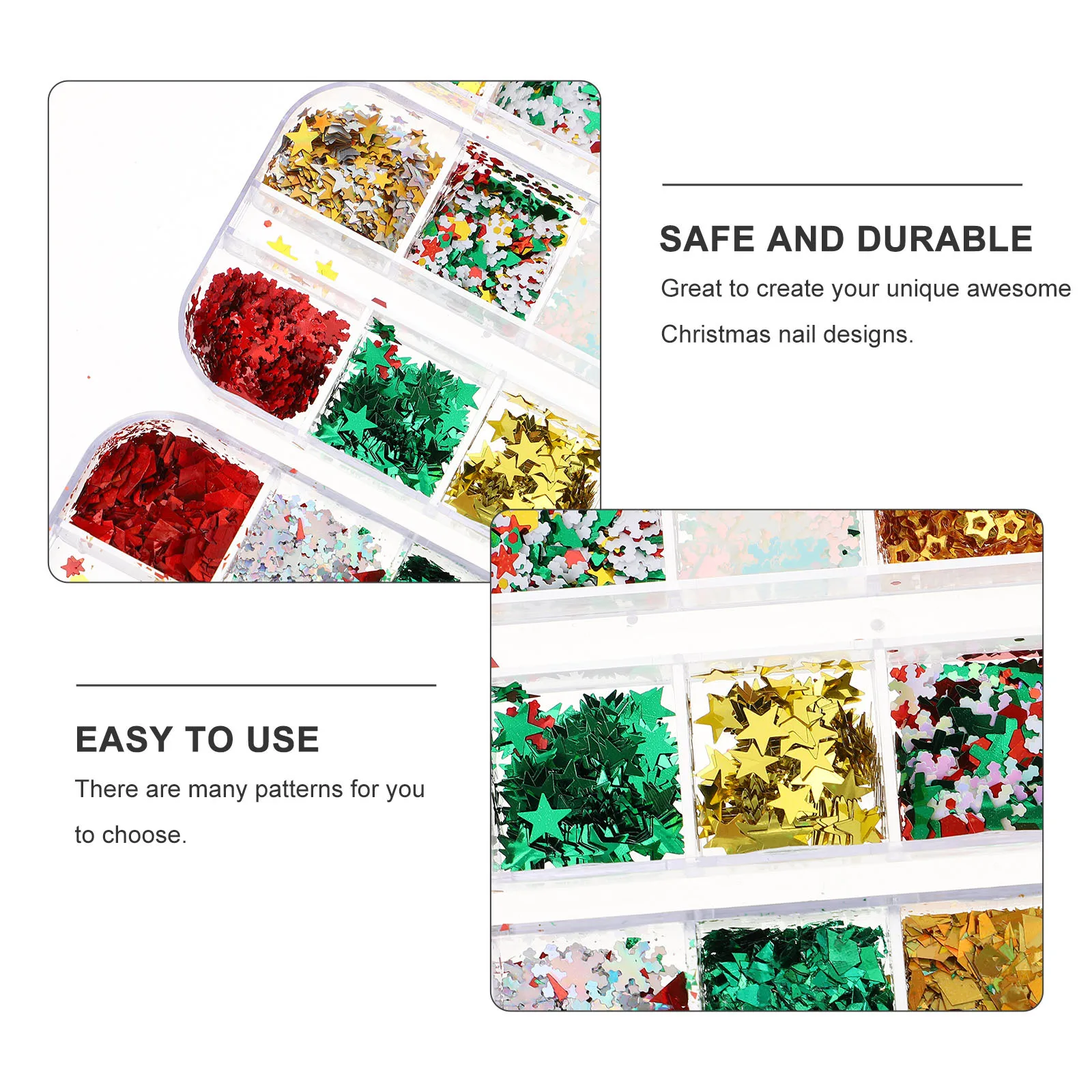 3-dozen Nail Art Sneeuwvlok Glittervlokken Pailletten Kerstversiering voor gezicht Lichaam Mobiele telefoonhoes Feestgebruik