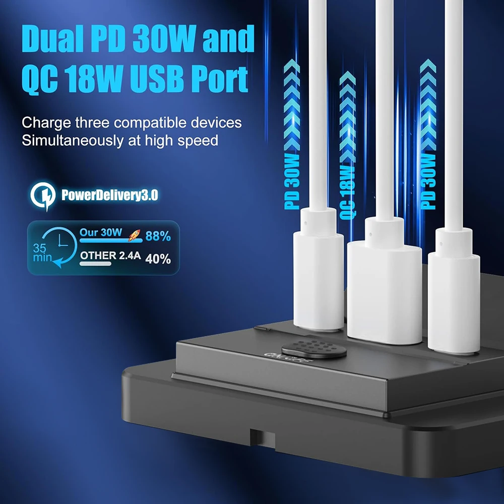 

KEBIDUMEI 12V/24V Car Charger Socket Panel QC3.0 PD30W Outlet Panel with Switch Voltage Display For Bus RV Truck Car Accessories