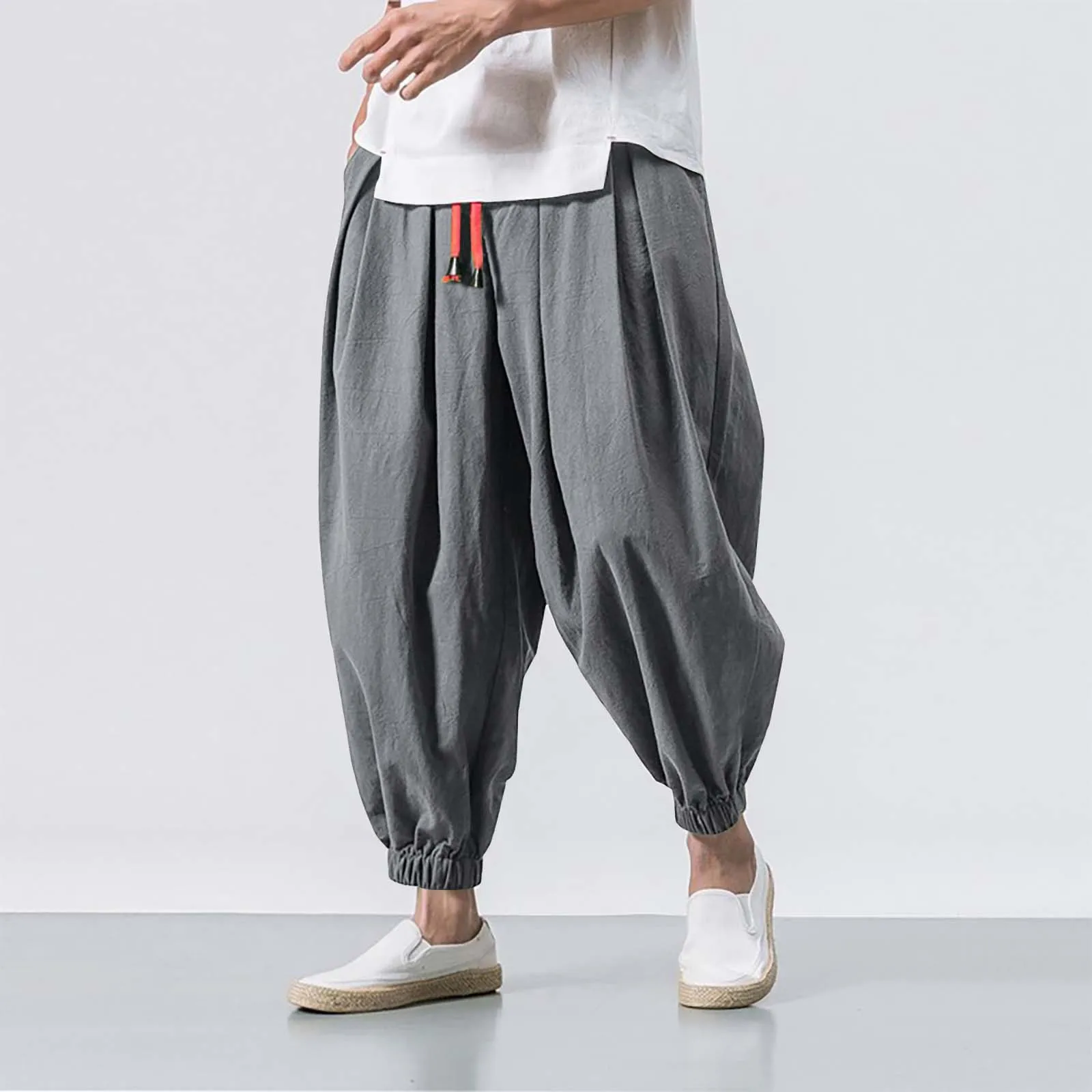 FGKKS Men's Linen Harem Pants 5