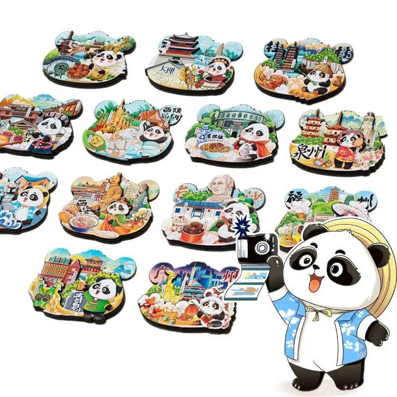 

China City Scenery Wooden Chinoiserie Fridge Magnet Sticker,Magnetic Creative Landmark Travel Souvenir,Refrigerator Sticker,XM