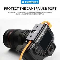 Camera Cable Lock Clamp, Tether Arca Camera Block Port Cable Protection, Aluminum Alloy Cable Lock Clamp for All DSLR Cameras