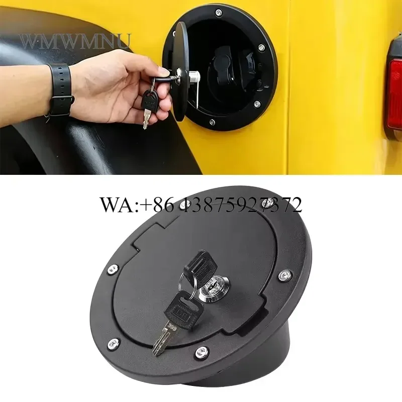 Wmwmnu Aluminum Fuel Filler Door Locking Gas Cap Cover for JK Unlimited 2007-2017