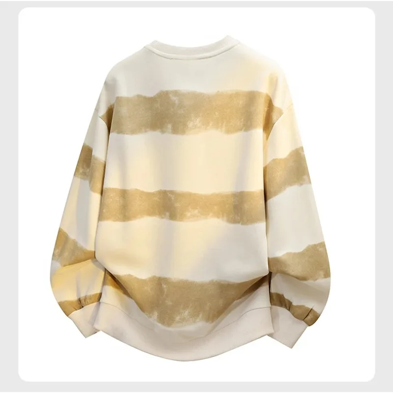 

Men Spring Autumn Outdoor Fitness Running Sports Leisure Trend Versatile Sweatshirt Fashion Trend Stripe Large Round Neck Hoodie