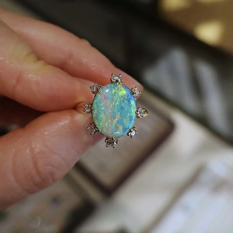 New In Exquisite Original Colorful Opal Rings for Women  Fashion Advanced Sense Wedding Engagement Silver Fine Jewelry
