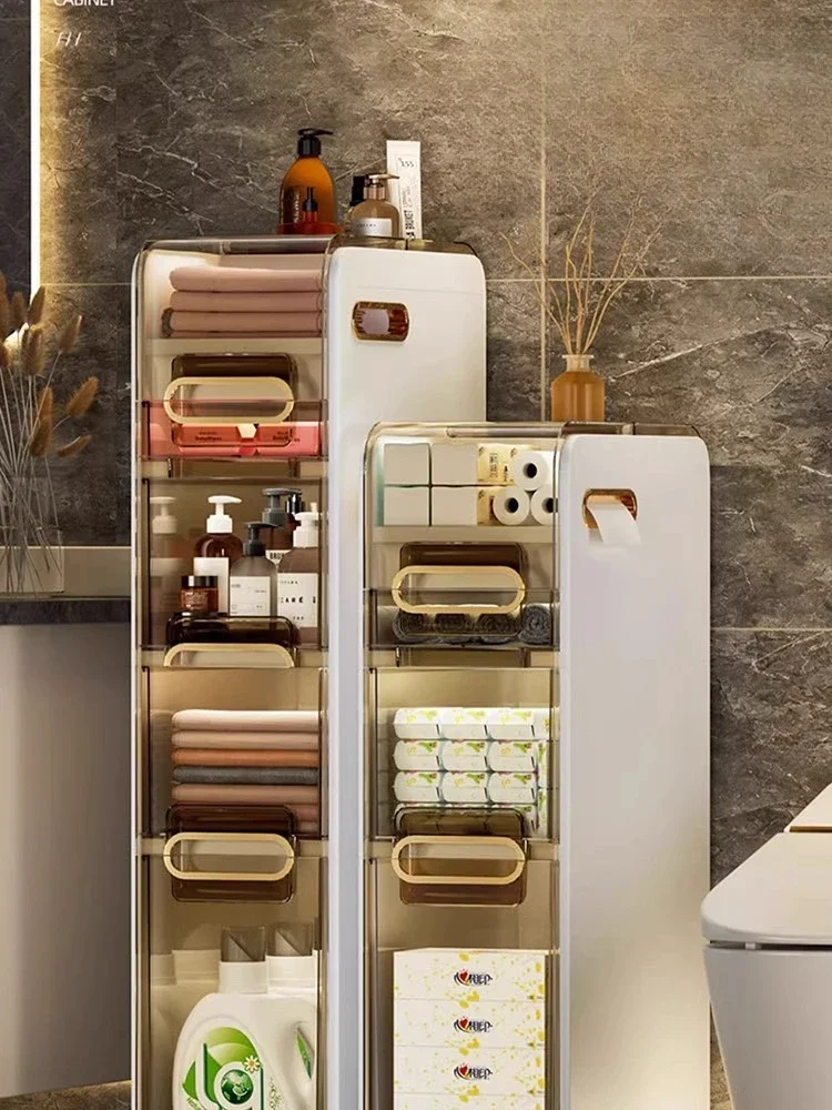 

Slit storage cabinet Household bathroom slit multi-layer drawer storage cabinet installation-free shelf