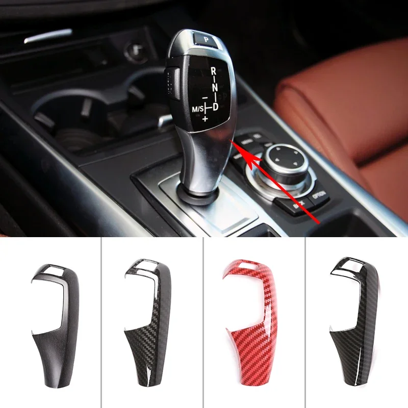Car Carbon Fiber Moulding Shift Gear Knob Cover For BMW E60 (2008-2010) E70 E71 (2008-2013) X5 X6 Auto Interior Accessories