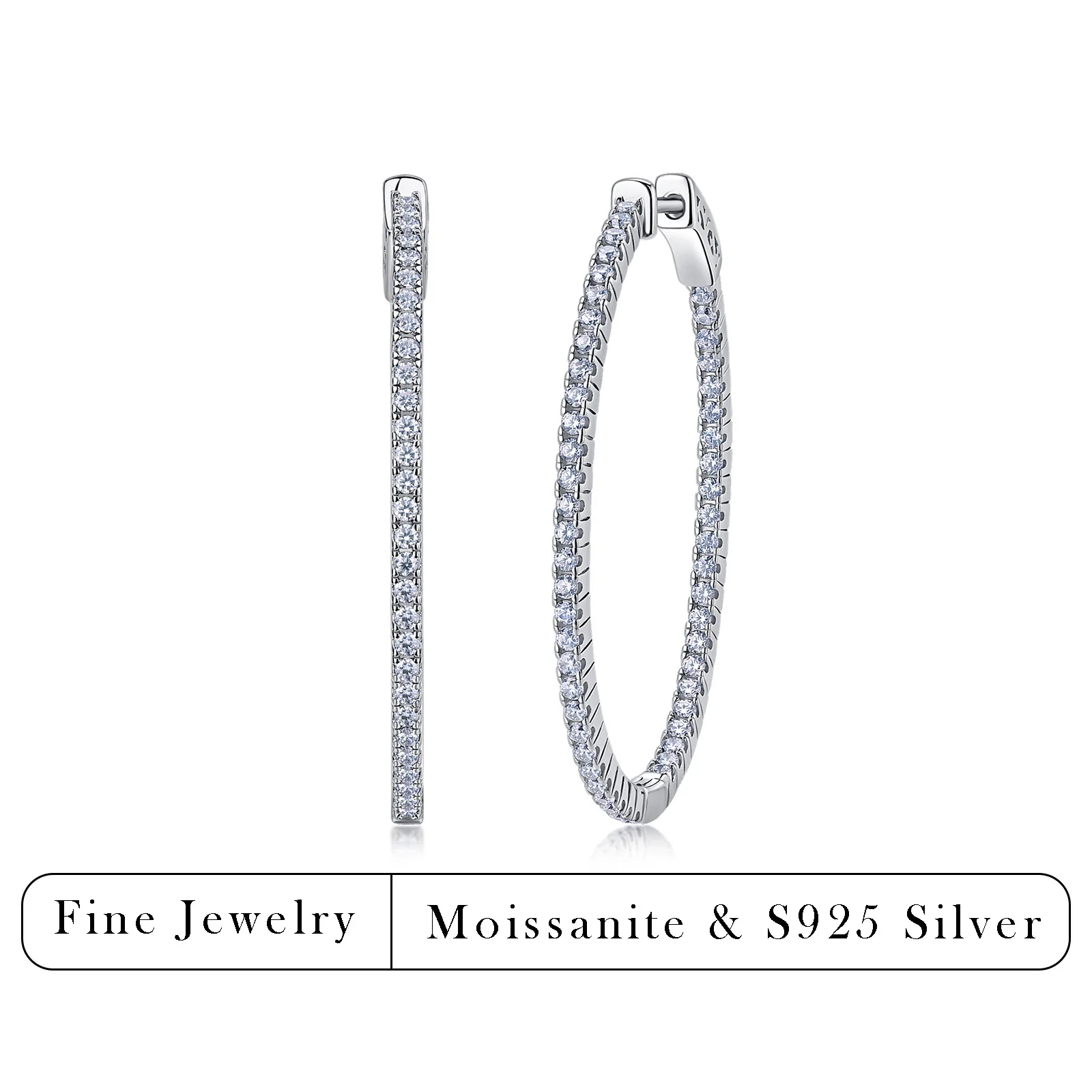 

1.1CTW Moissanite Hoop Earrings 925 Sterling Silver Full Paved Diamond Huggie Earrings for Women Daily Wear