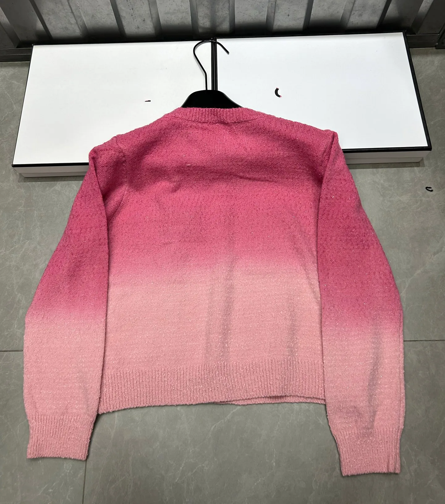 Farbverlauf Gestrickte Wolle Strickjacke Frauen Oansatz 2025, Herbst Winter Langarm Dame Mode Pailletten Pullover Tops C233