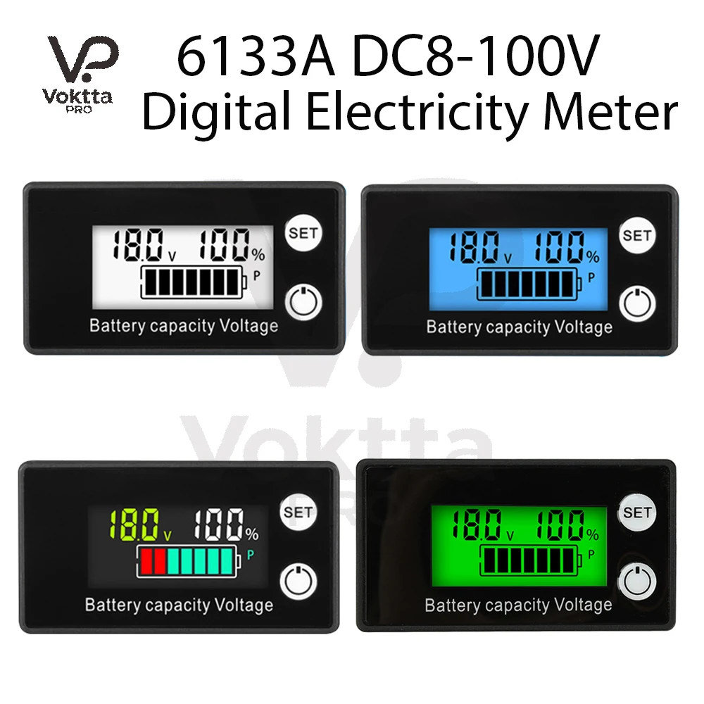 6133A Battery Capacity Indicator DC 8V-100V Lithium Ion Battery LiFePO4 For Car Motorcycle Voltmeter Voltage Gauge  12V 24V 48V
