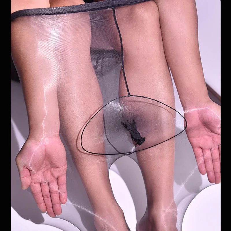 الرجال جوارب لامعة لامعة U محدب الحقيبة تخزين شفافة عالية مطاطا جوارب طويلة شير حجم كبير رقيقة جدا جوارب ضيقة
