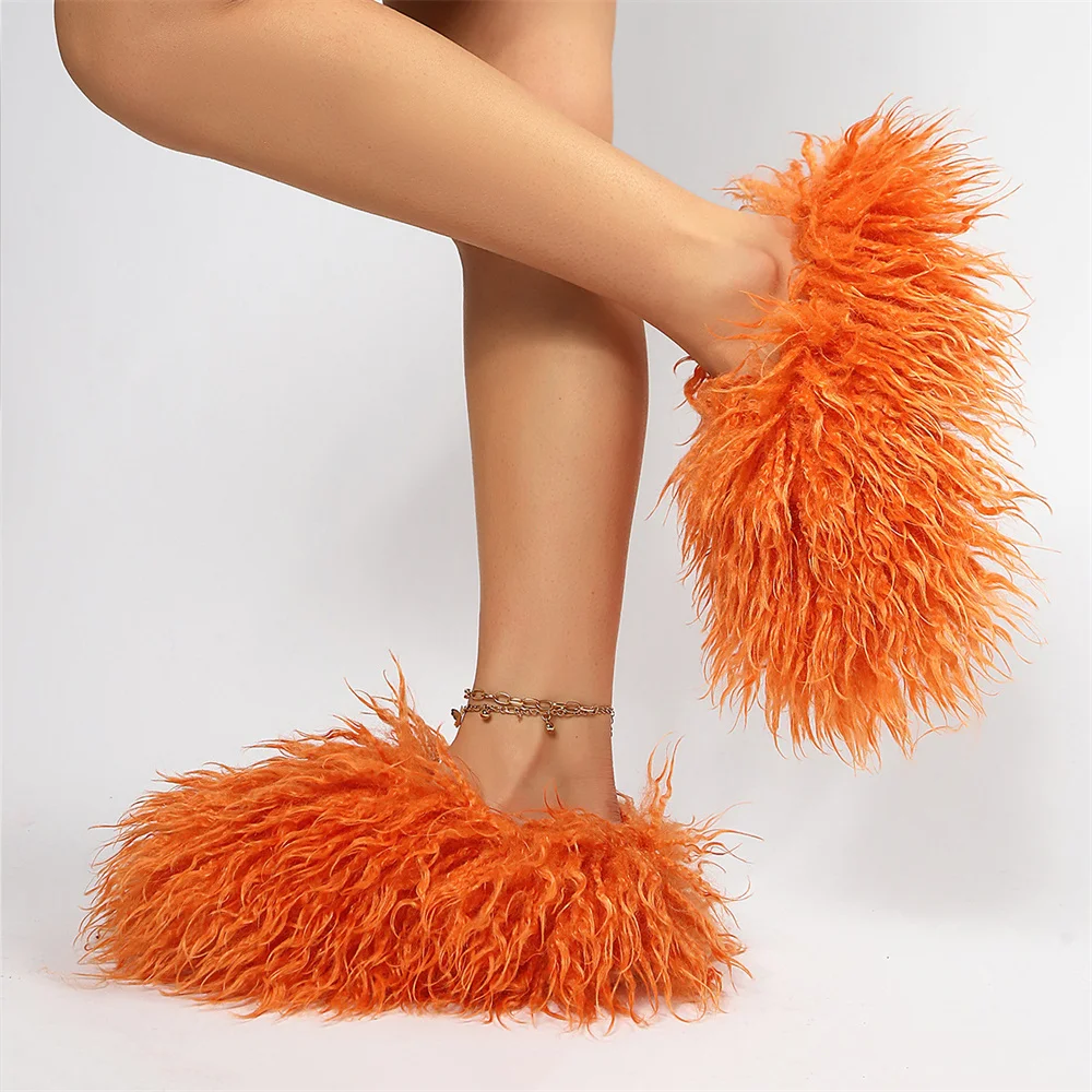

Women's Slippers Summer Luxury Fluffy Faux Fur Slippers Slides Amazing Fur Sandals Shoes for Woman Mules Slipper