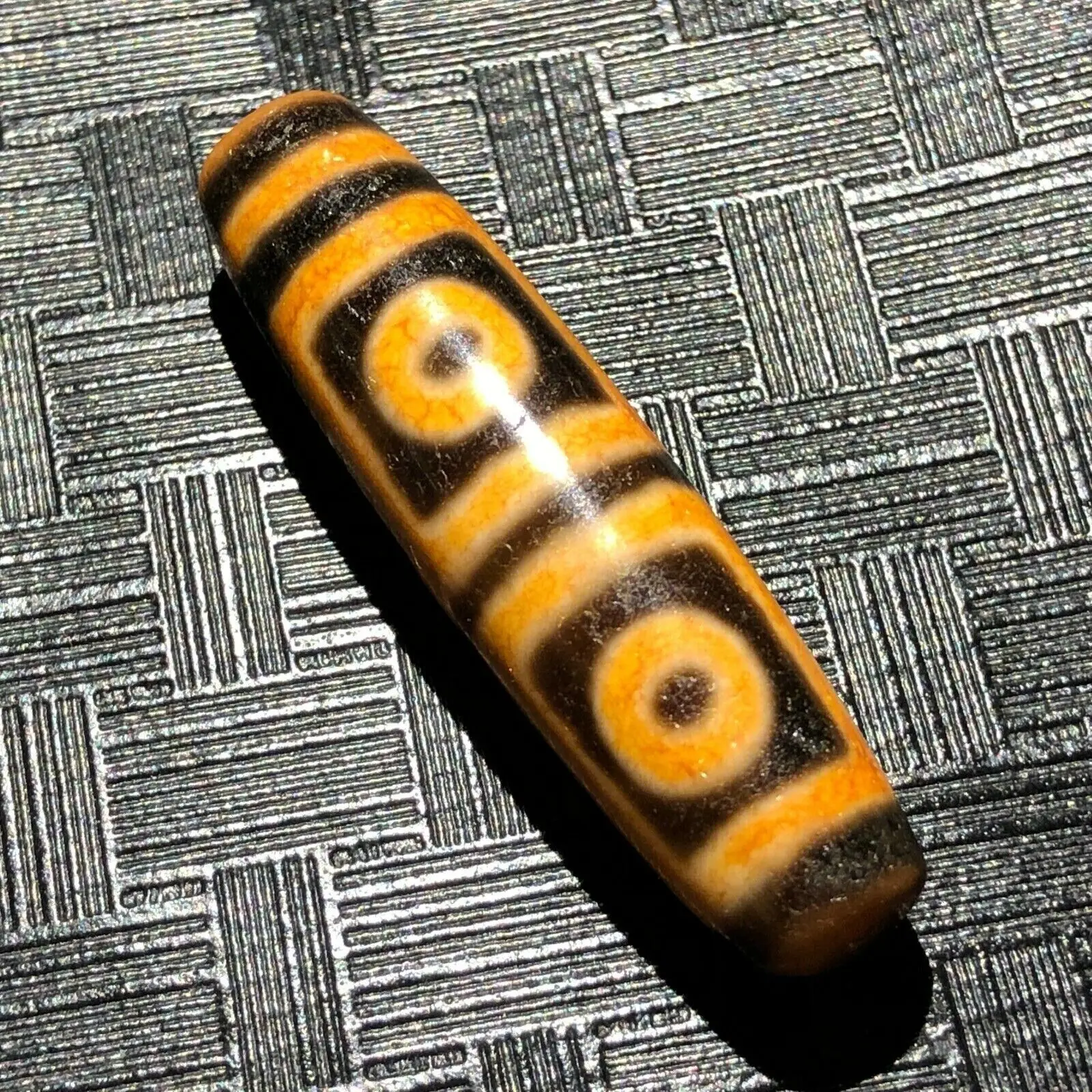 Magic Power Tibetan Old Agate 4Eye Totem dZi Bead 13*49mm C011