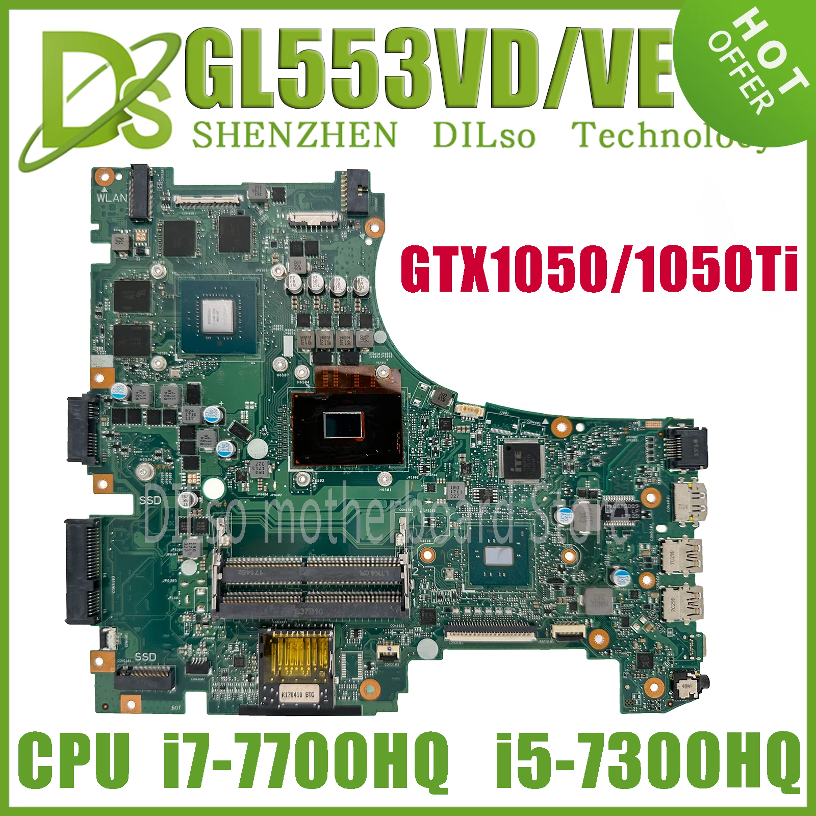 

GL553VD Mainboard For ASUS GL553VE GL553V FX53V ZX53V Laptop Motherboard I7-7700HQ I5-7300HQ GTX1050 GTX1050ti RGB-KB 100% Test