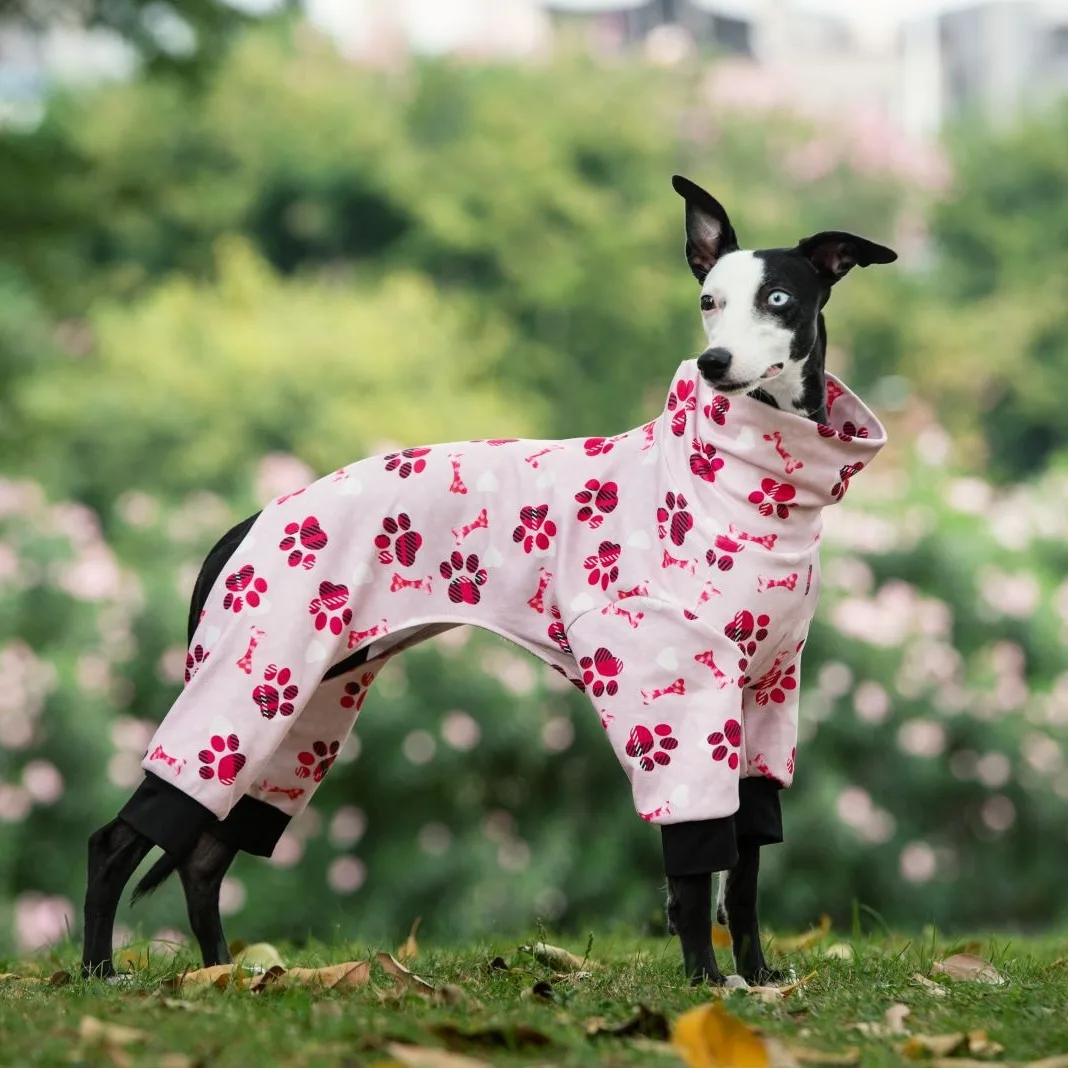 Pigiama per cani autunno inverno zampa di cane di taglia media stampata pigiama levriero tuta moda collo alto abbigliamento per animali domestici