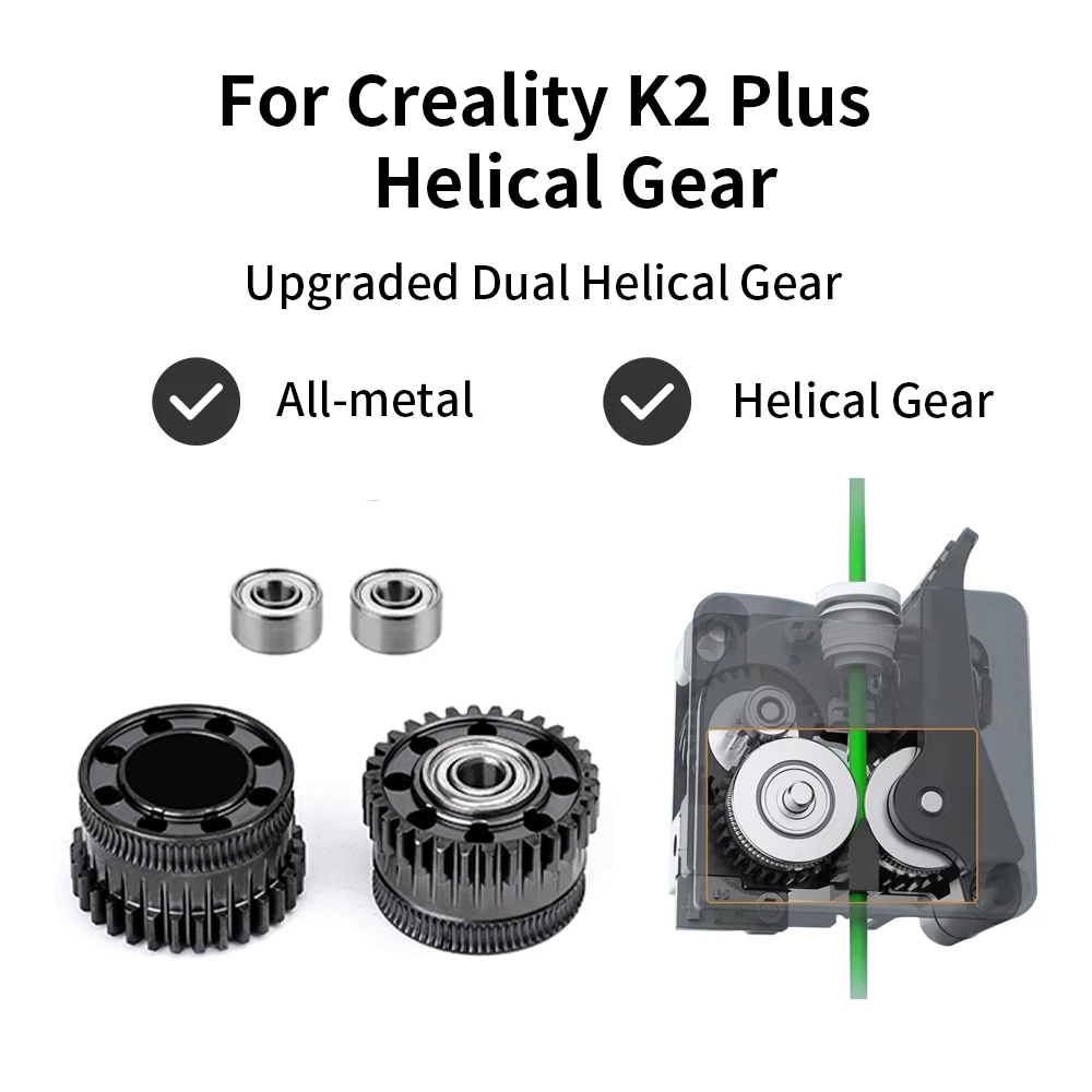 Upgrade des Extruder-Getriebes für Creality K2 Plus, Ganzmetall-Filament-Antriebsrad für K2Plus Hi, vernickeltes DLC-Mantel, Verschleiß mit hoher Härte – Detail 1