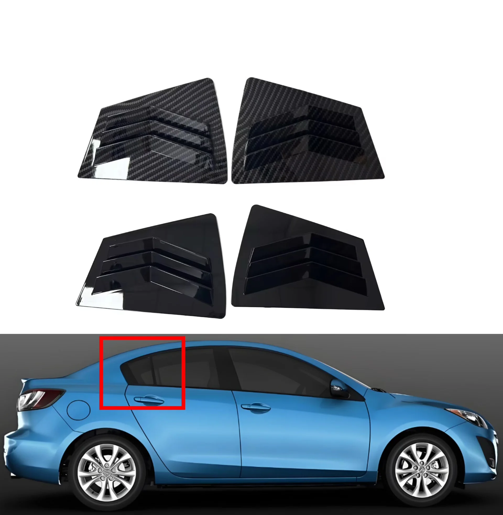 

Rear Window Louver Shutter Cover Fit For Mazda 3 2009 2010 2011 2012 2013 Side Vent Trim Windshield Car Accessories