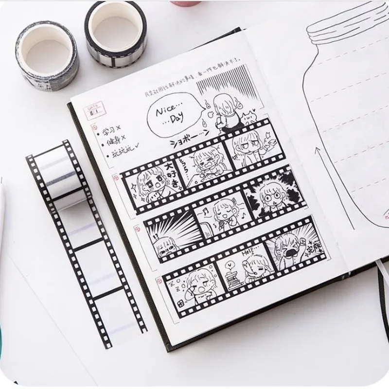1X15mm Washi DIY Sticker Decoratieve 10 M Label Afplakband Hand Account Tape washi tape set stationery