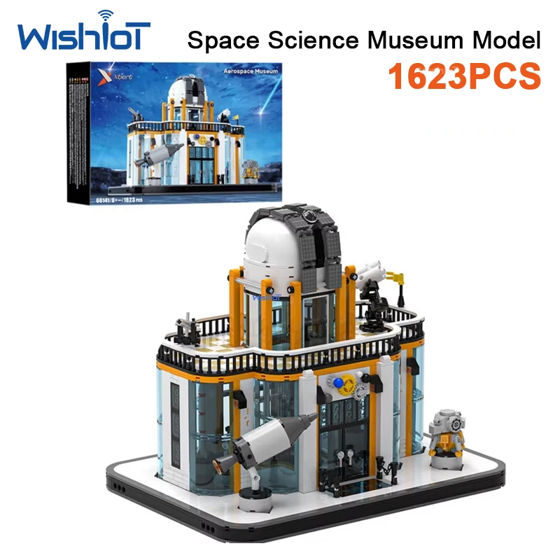 1623PCS Aerospace Museum Building Blocks With Lights Rocket Satellite Model Desktop Ornament Educational Toy Gifts For Teens