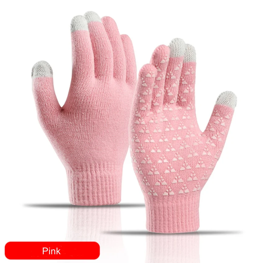 Winter Men\'s and women\'s Knit Touchscreen Gloves Warm Touch Gloves Texting Anti-slip Gloves for Adults